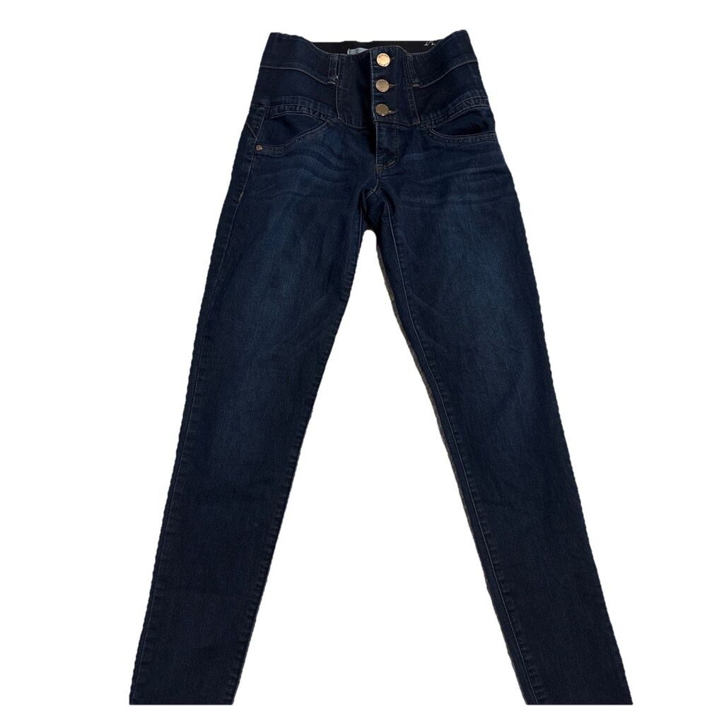 Rewind Jeans Dark Wash Straight Leg Denim Size 5/27W Blue Stretch Elastic Waist